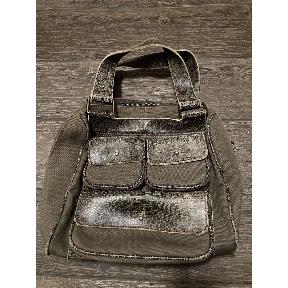 Latico Handbag Small Olive Green Distressed Leather Handle Bag #1328